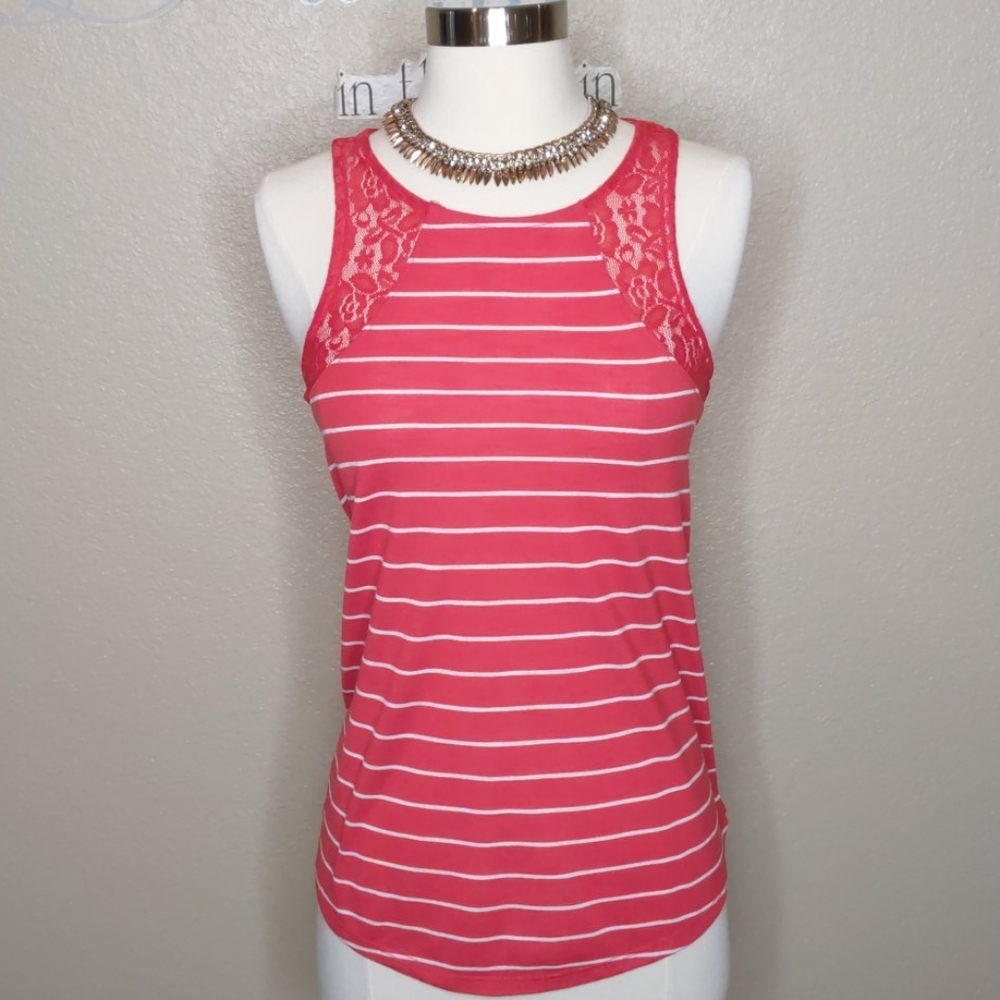 SO Tanks Top Coral with stripes Size Medium